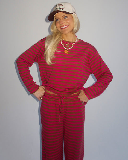 Beach Bum Striped Set // Sunset Pink